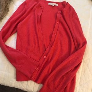 LOFT coral cardigan